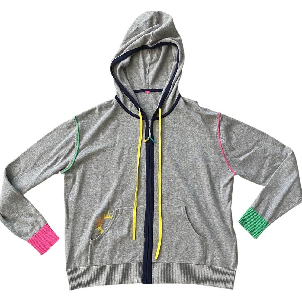Zaket & Plover Wishes Come True Neon Shooting Star Sun Embroidery Grey Hoodie